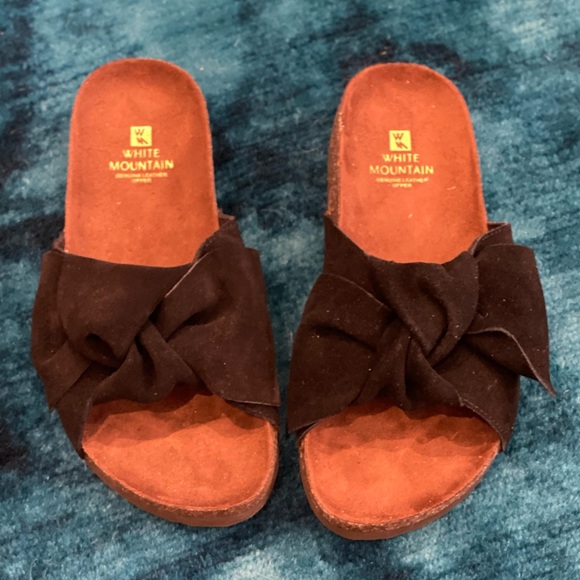 White Mountain Black Leather Slides - Picture 8 of 8